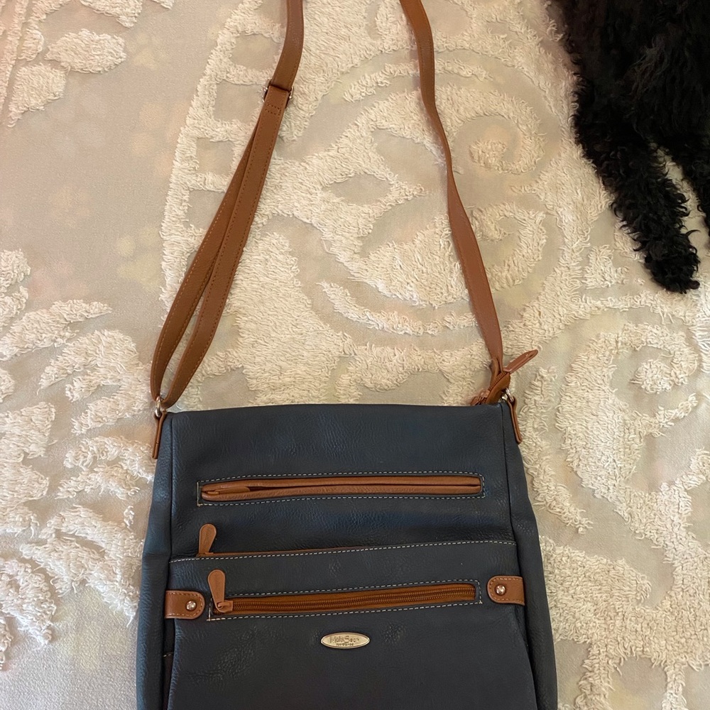 MultiSac Indigo & Cognac Lorraine  Crossbody Purse
